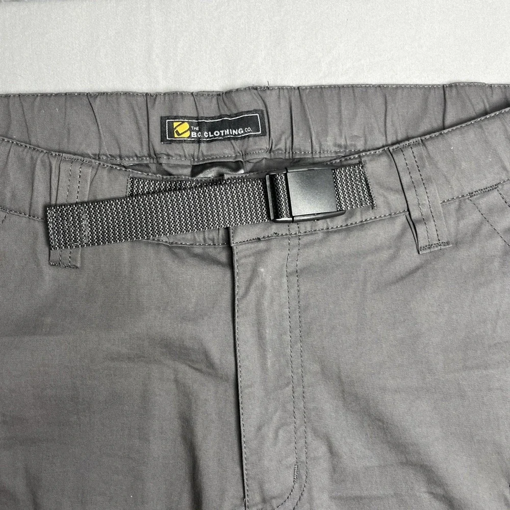 BC Clothing Mens Medium 34x30 Convertible Cargo Hiking Pants Gray Fishing
